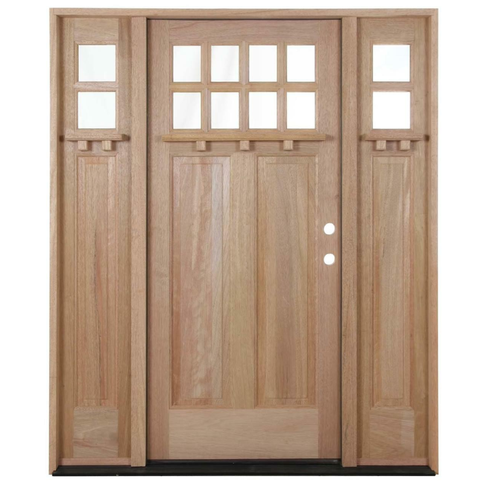 5/9x6/8 Craftsman Single with Sidelights Mahogany Pre-Hung Door